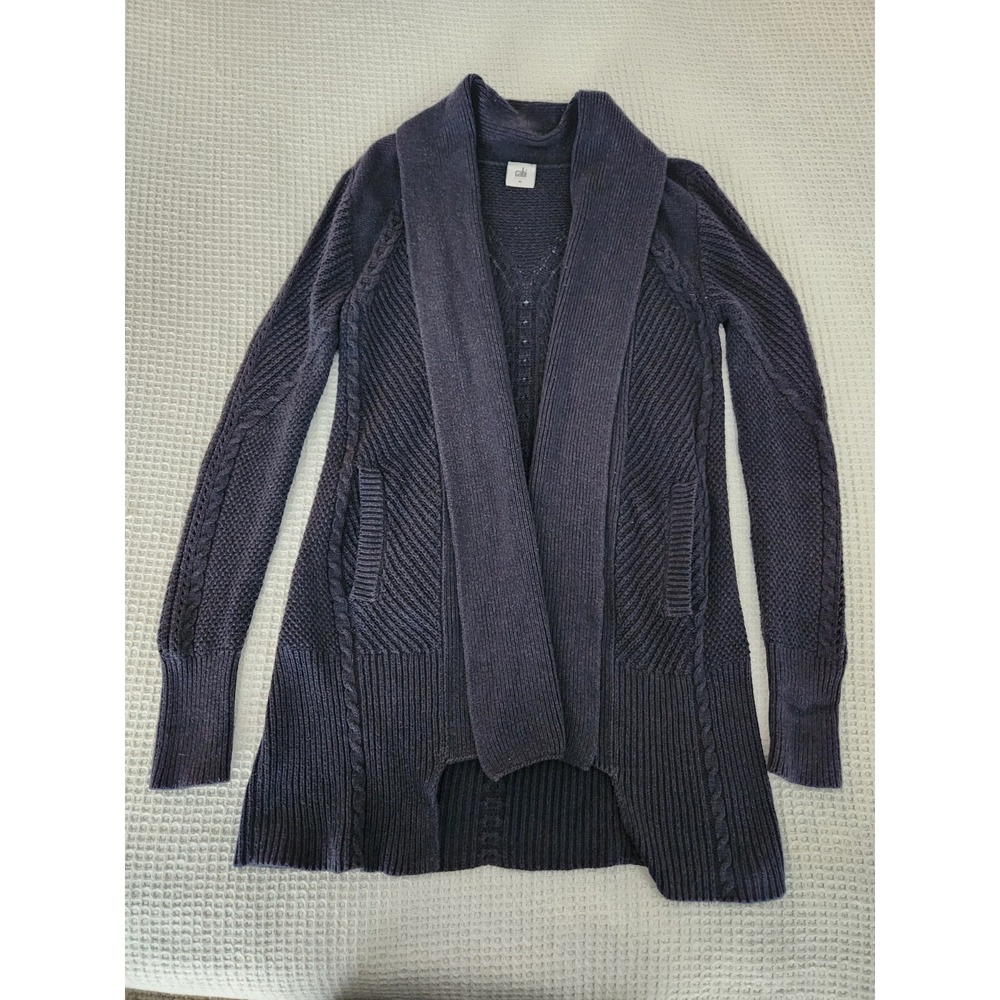 Cabi Women's XS Navy Blue Countryside Cable Knit Cardigan Sweater Style 3014